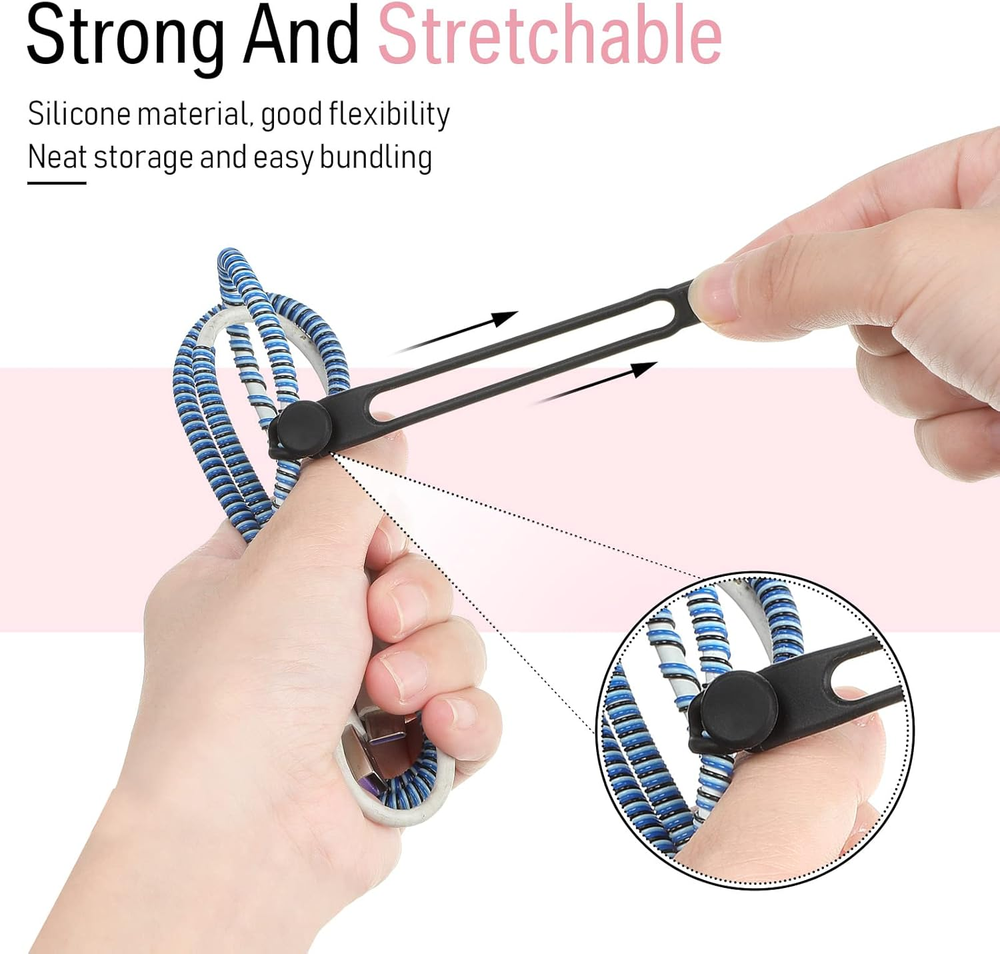 40 Pcs Silicone Cable Ties Reusable Holder Strap Cord Ties Adjustable Cable Stra