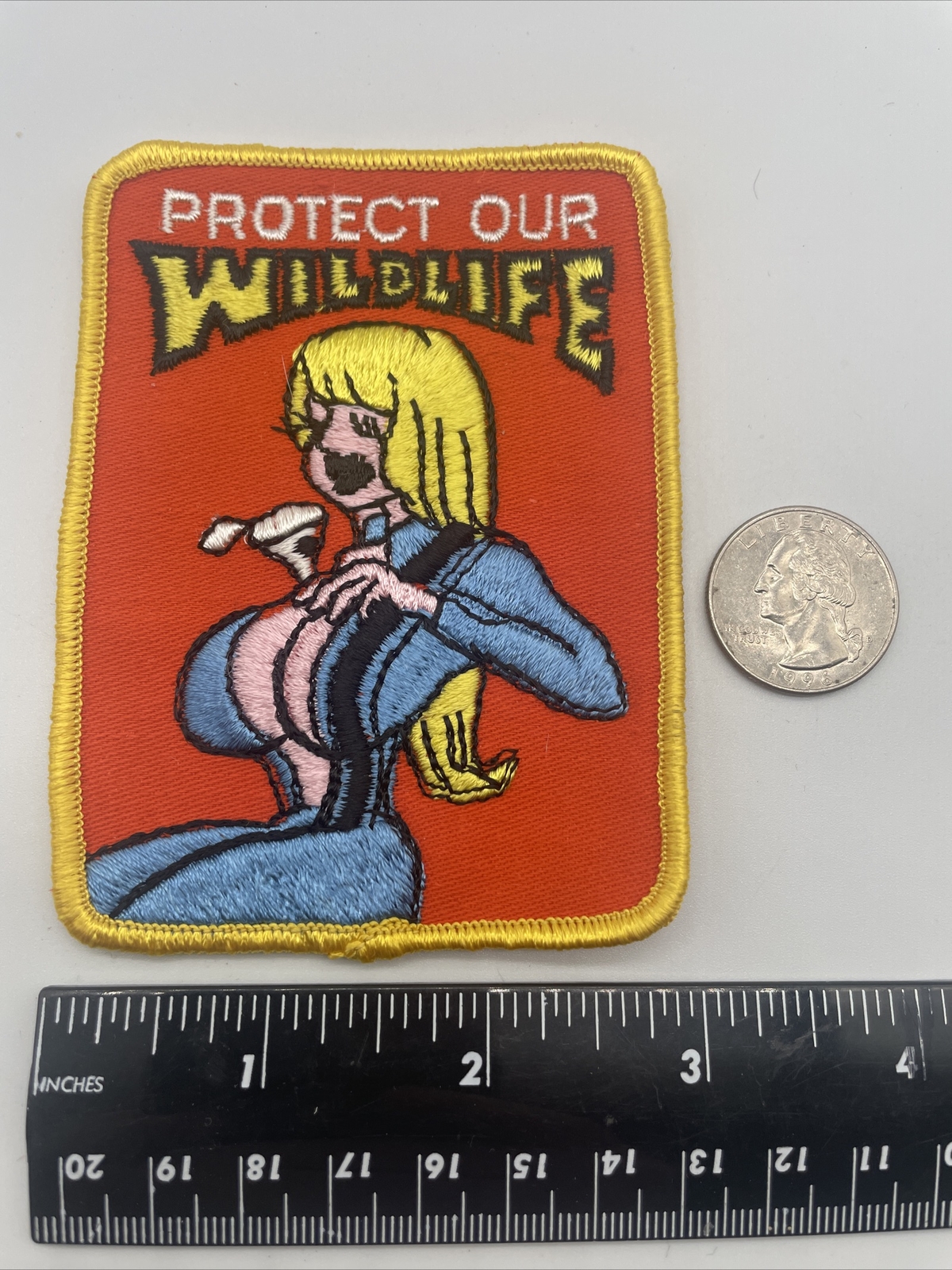 Protect Our Wildlife Vintage Patch Funny Rat Hot Rod Big Boobs Tits 70s NOS