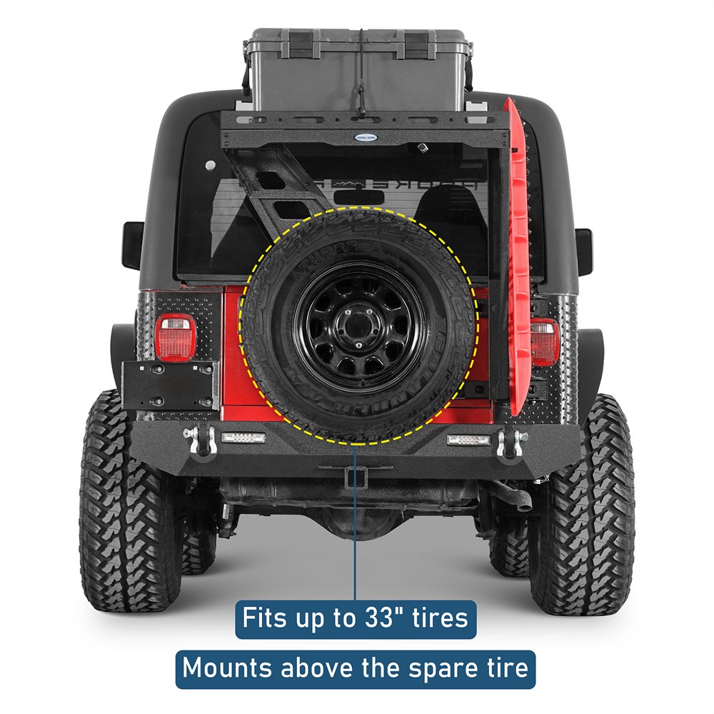 Hooke Road Tailgate Basket Rear Cargo Rack w/ Hinge for Jeep Wrangler TJ 97-06