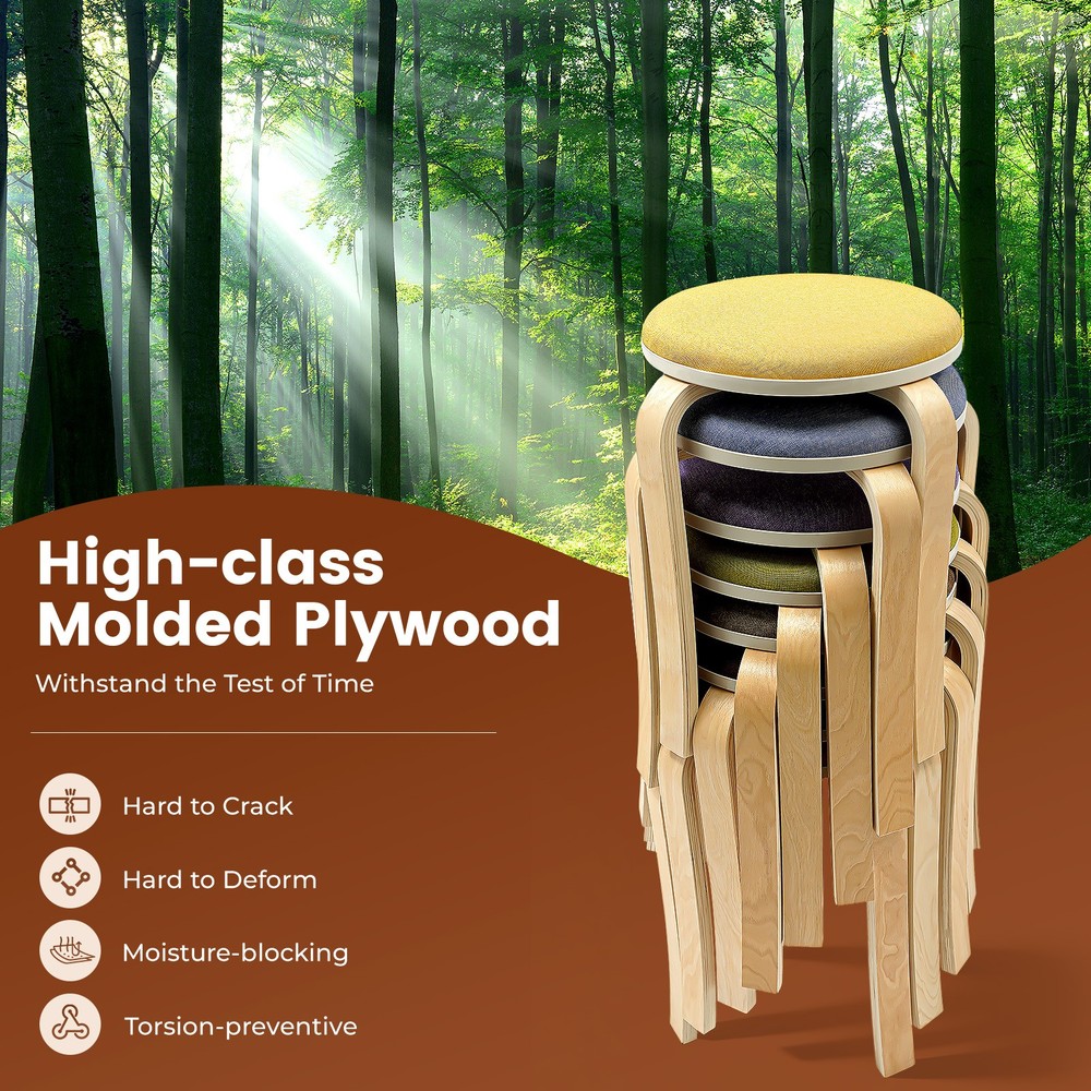 Stackable Stools, Stackable Round Stools, Set of 8 Stacking Wooden Stools NEW