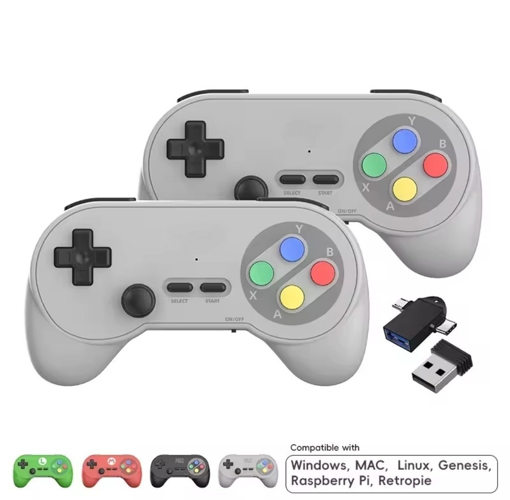 2 Retro Wireless Gamepad Controller 2.4GHz Dual Receiver
