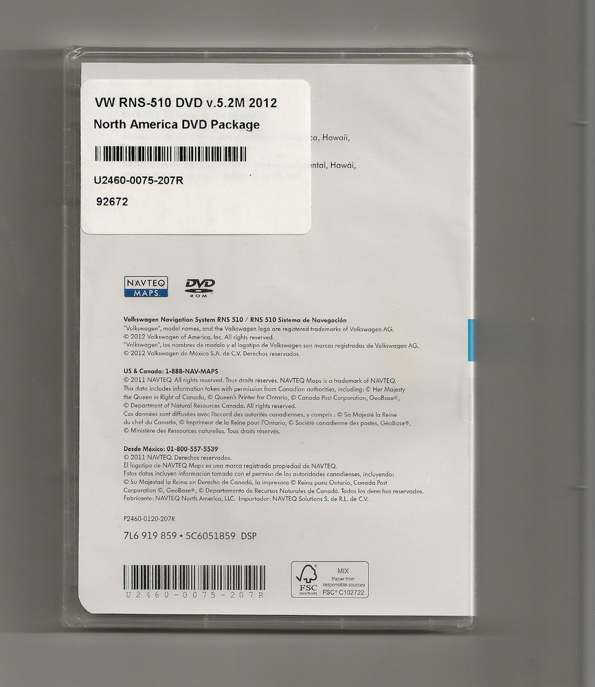Volkswagen RNS-510 Navigation DVD Map v5.2M Update >Check Compatible List inside