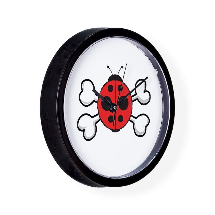 CafePress Cute Ladybug & Crossbones 10" Wall Clock (182385158)