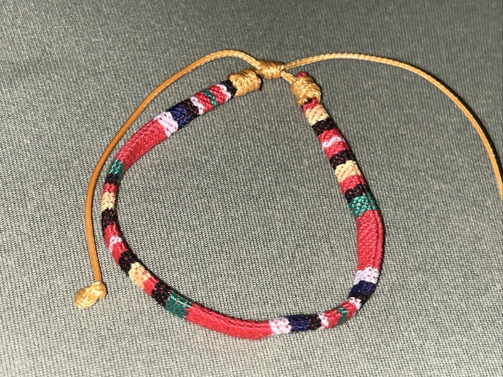 NEW BOHO BRAID THREAD FRIENDSHIP BRACELET ADJUSTABLE THICKER ORANGE