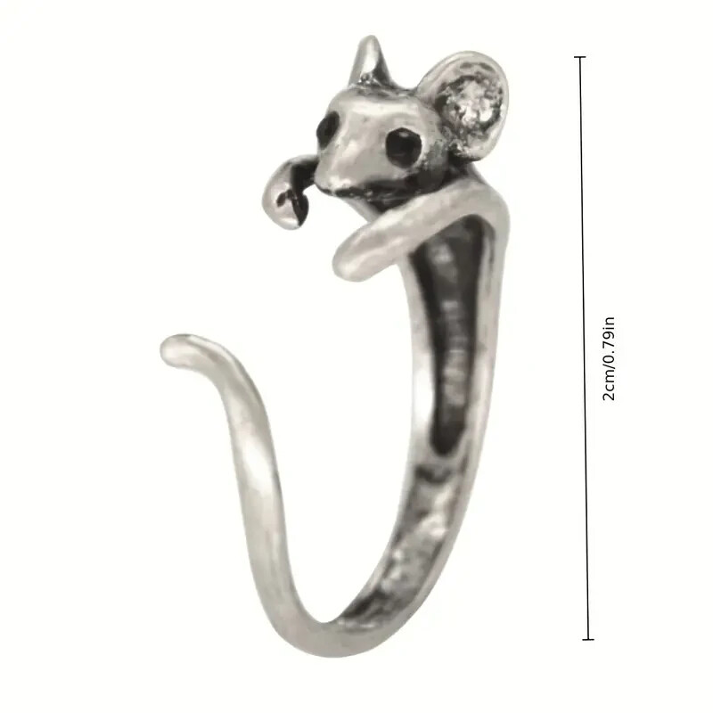Cute Rat Adjustable Alloy Ring