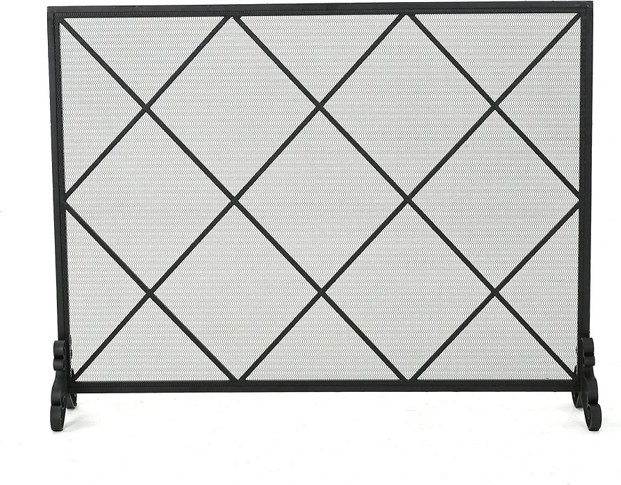 Christopher Knight Home Howell Single Panel Iron Fireplace Screen, Black