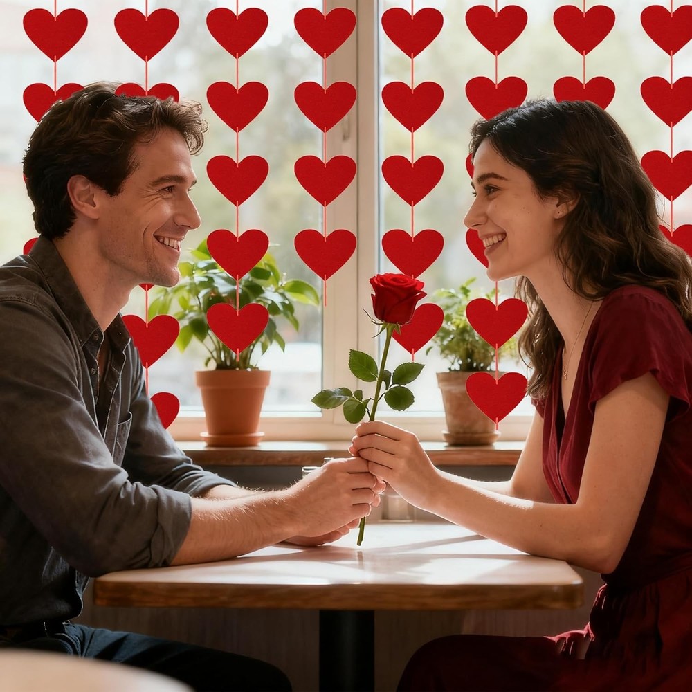 Versatile Double-Sided Red Felt Heart Banner - Perfect for Parties & Classrooms