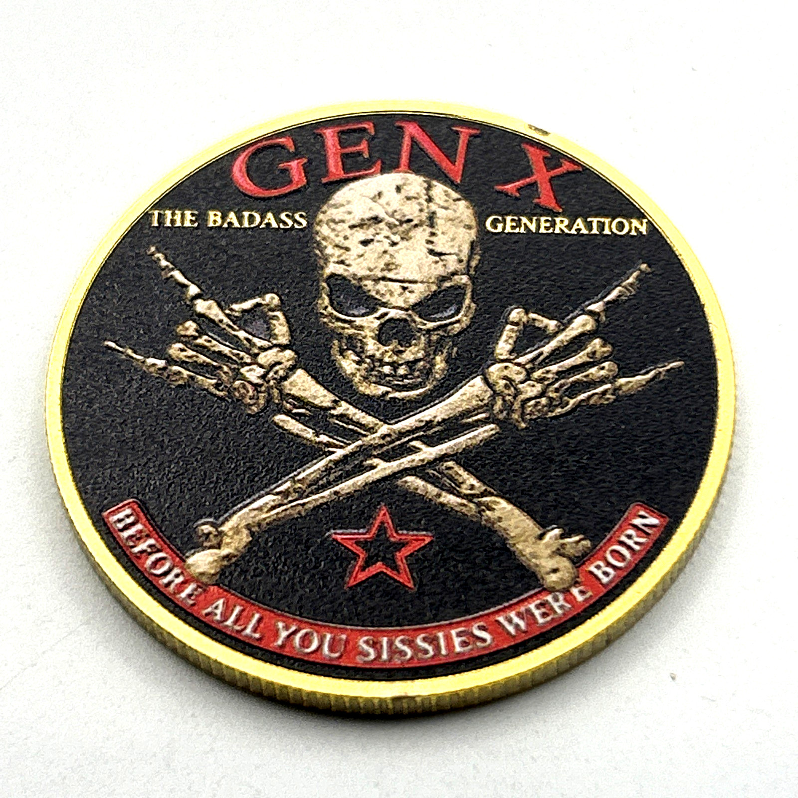 GEN-X 1965-1980 Skull *BADAS$ Generation Challenge Coin Collectible Medal