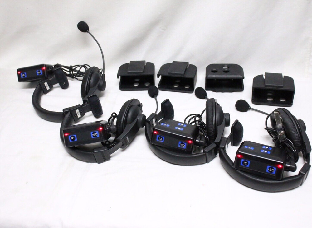 HME DX100 Wireless Intercom System Belt Pack BP200 4 User with Headsets bundle