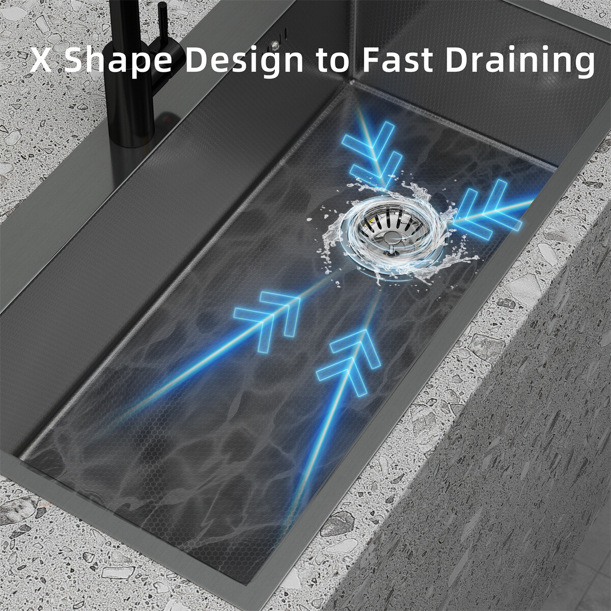 Black Drop In Kitchen Sink Workstation 28/30/32 Inch Single Bowl Stainless Steel