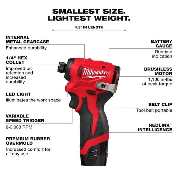 Milwaukee M12 Subcompact Brushless 4-PieceCombo Kit