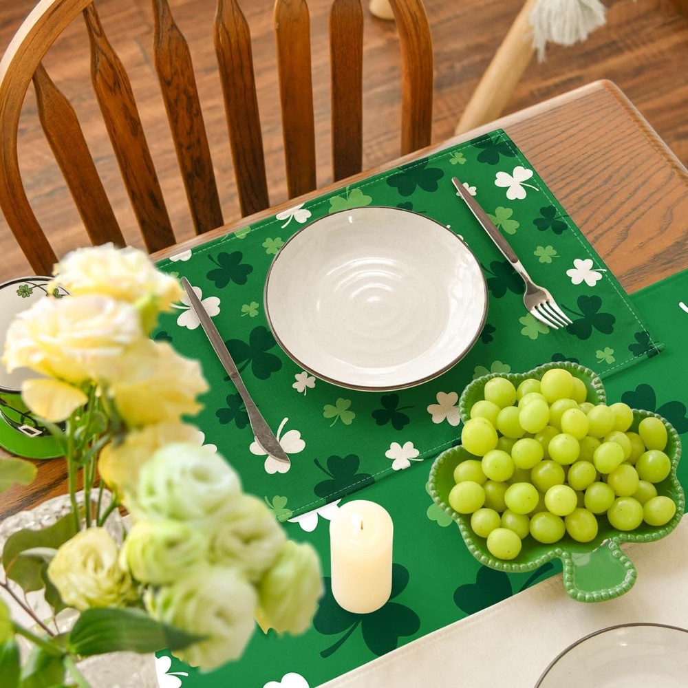 Artoid Mode Green Shamrock St. Patrick's 12" x 18", Rectangular 4 Pcs,