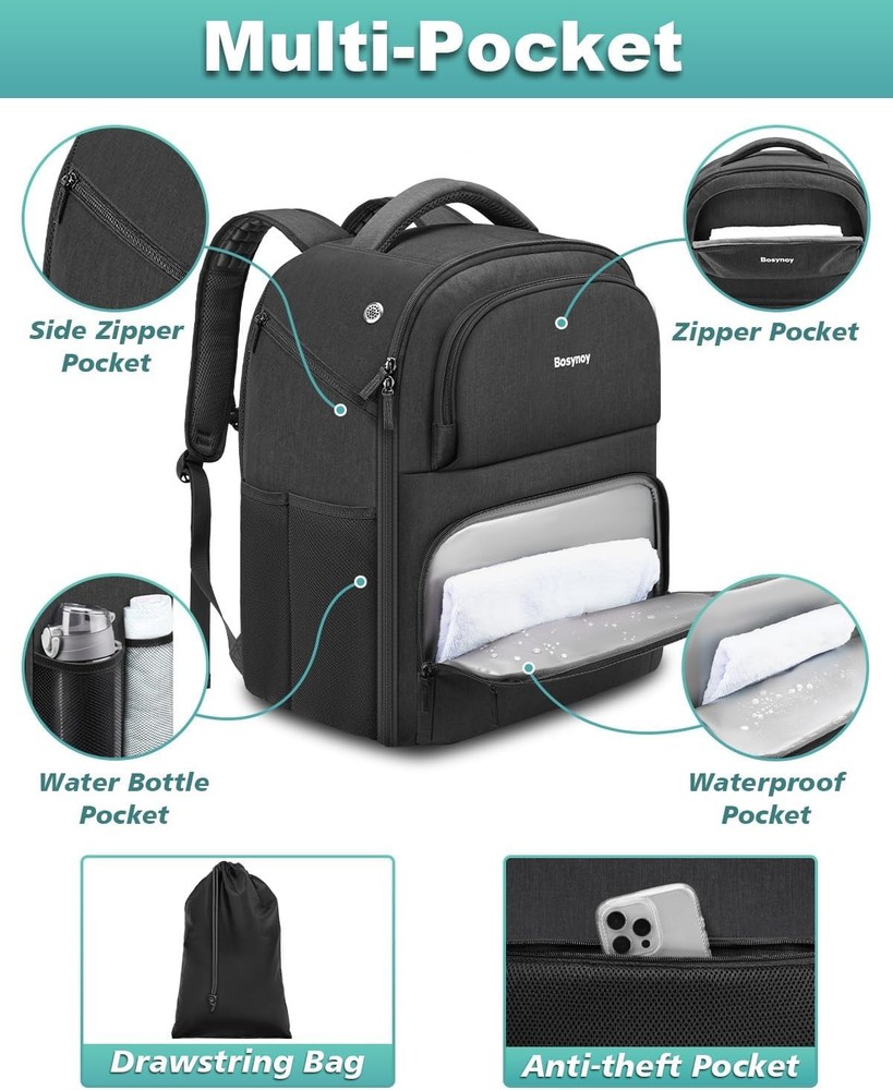 Bosynoy Single Bowling Ball Backpack & 2 Balls Bundle Black