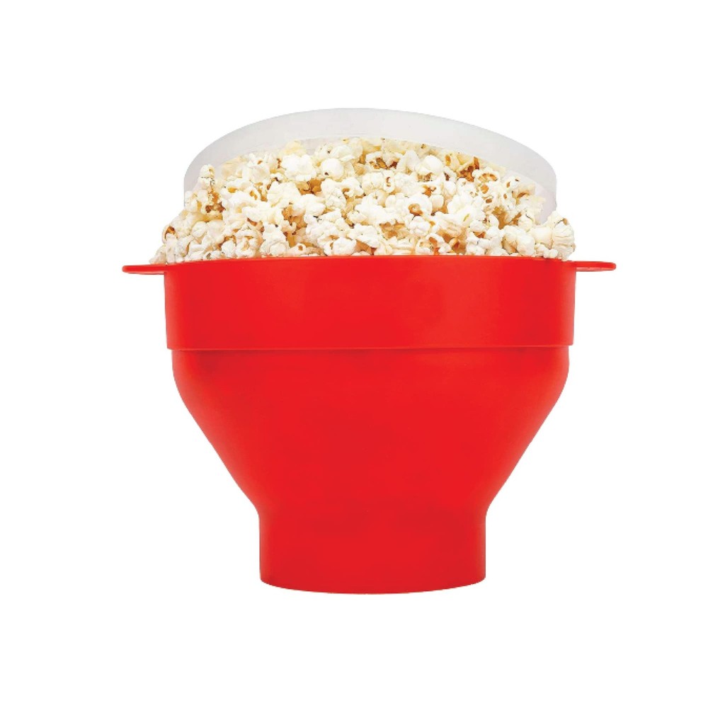 Microwaveable Silicone Popcorn bowl with Lid Collapsible Bowl PA-Free Container