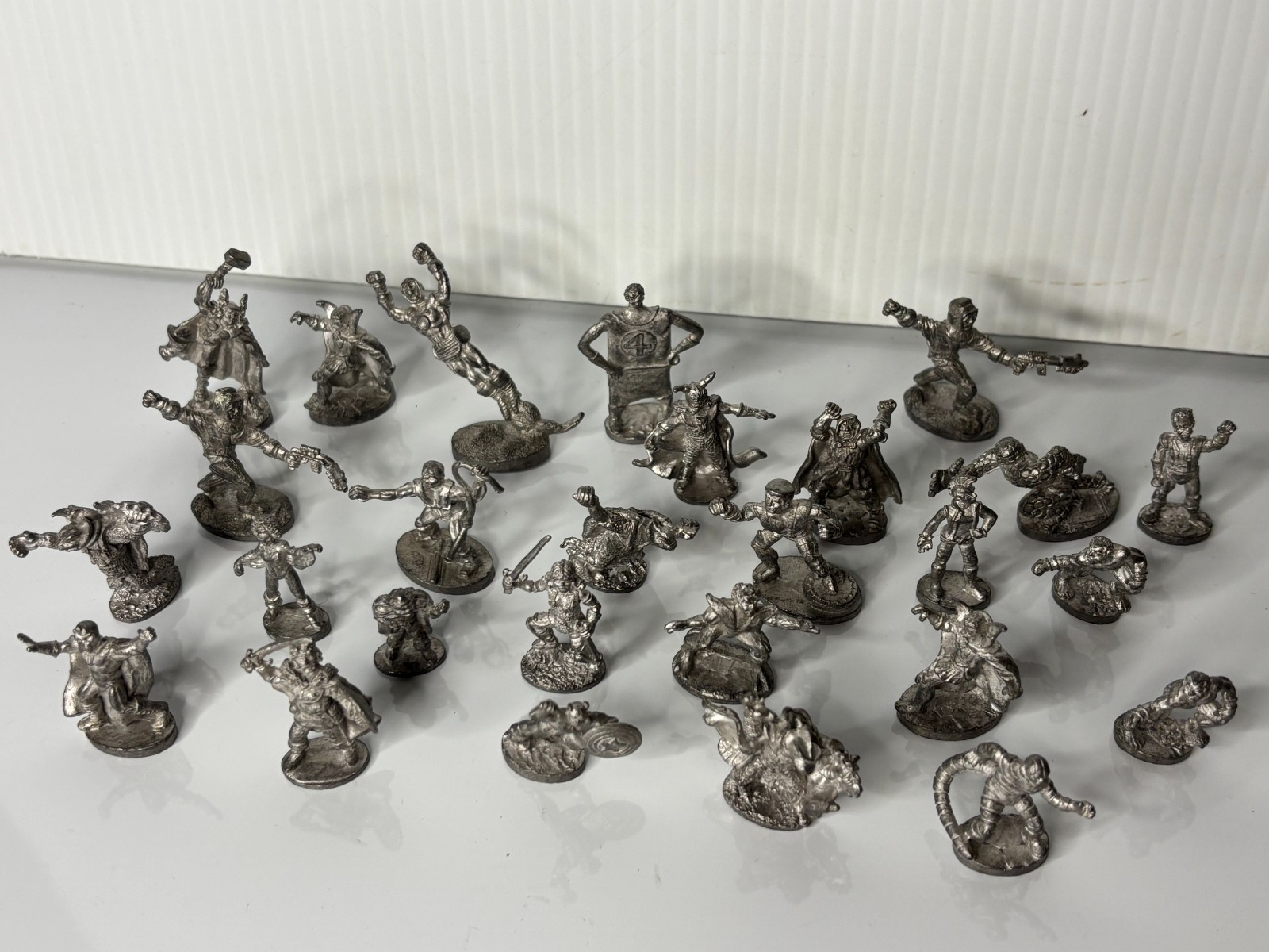 Vintage 80s Lot 27 Pc Pewter Mini MCG 1984 D&D Marvel Comic Superhero Figurines