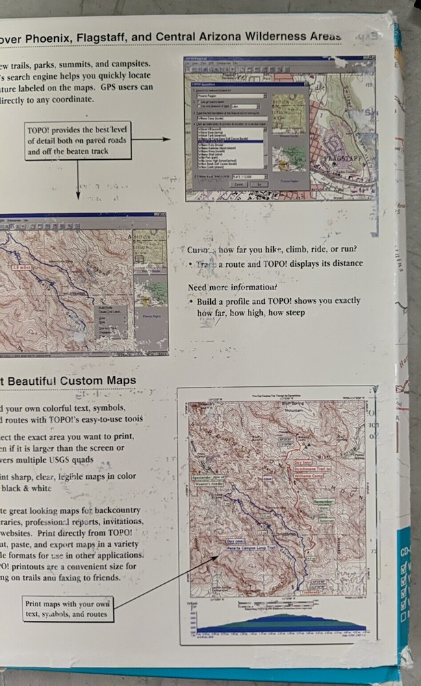 Topo! Interactive Maps On CD-ROM Phoenix, Flagstaff, Central Arizona Wilderness