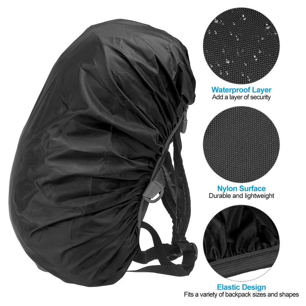 40-50L Backpack Rain Cover with Drawstring Bag, L, Black