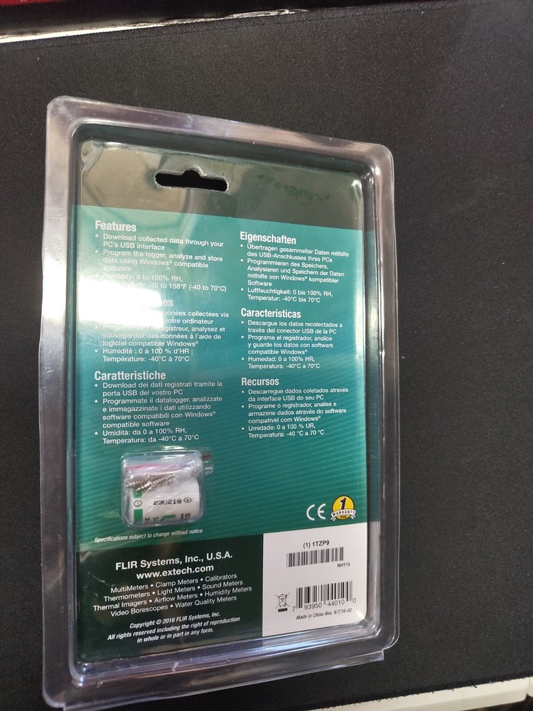 Extech Datalogger RHT10 Temperature and Humidity Recorder Meter