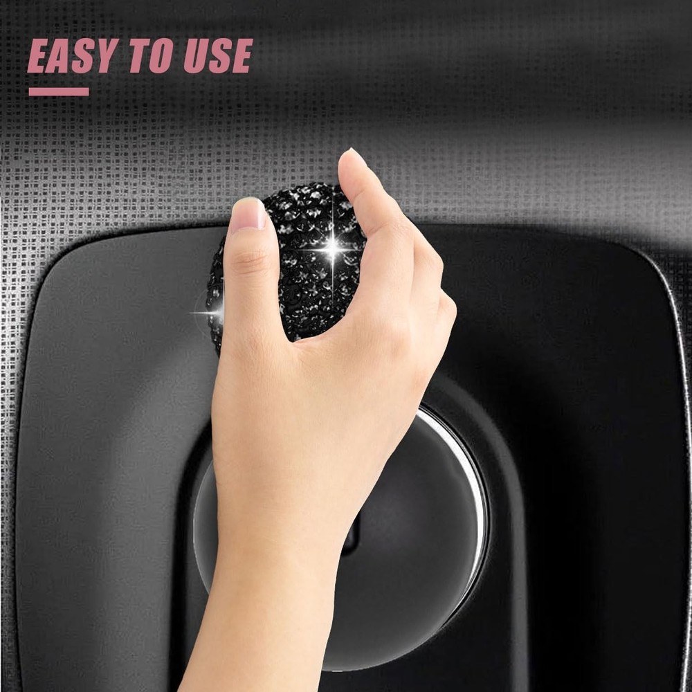 Car Push Start Button Cover, Rhinestone Engine Stop Black