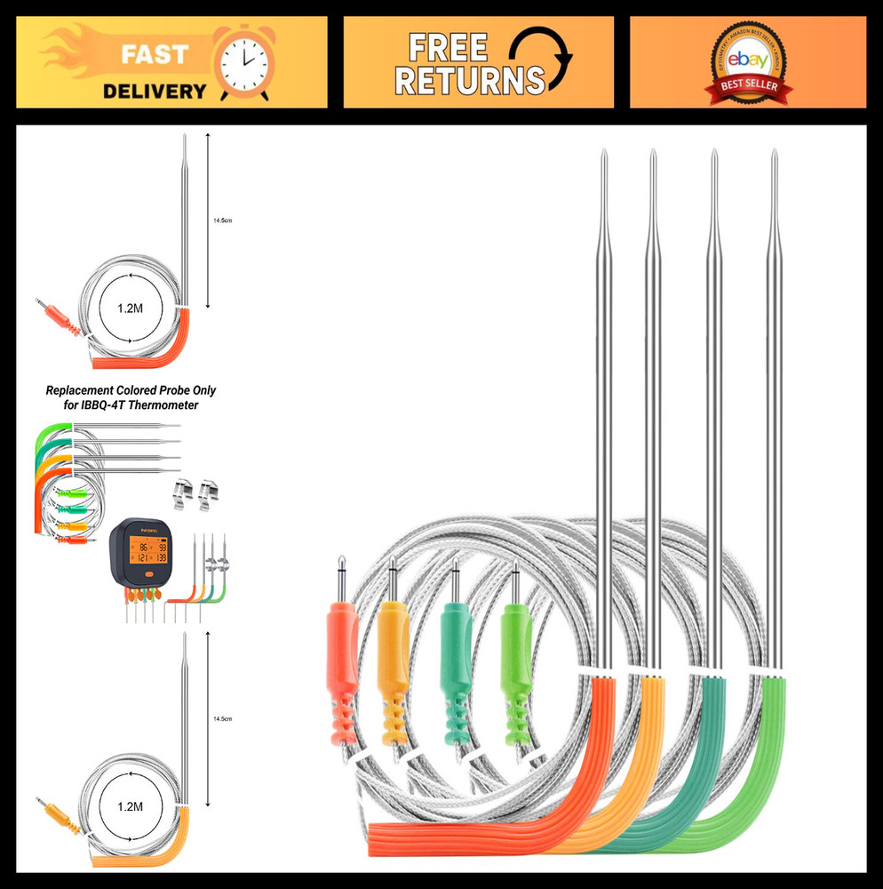 Inkbird WiFi Meat Thermometer 4-Pack Kit with Replacement Colored Probe