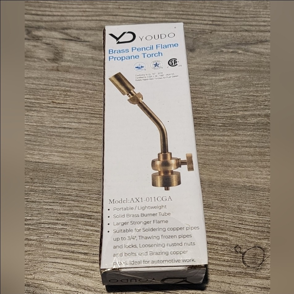 Youdo Brass Pencil Flame Propane Torch Solid Brass Burner Tube Solid Lightweight