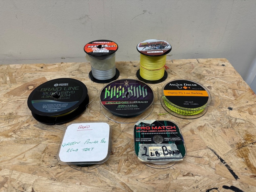 MATCH COARSE FISHING TACKLE - MIXED BRAID BUNDLE - 7 SPOOLS, PREDATOR, SPINNING