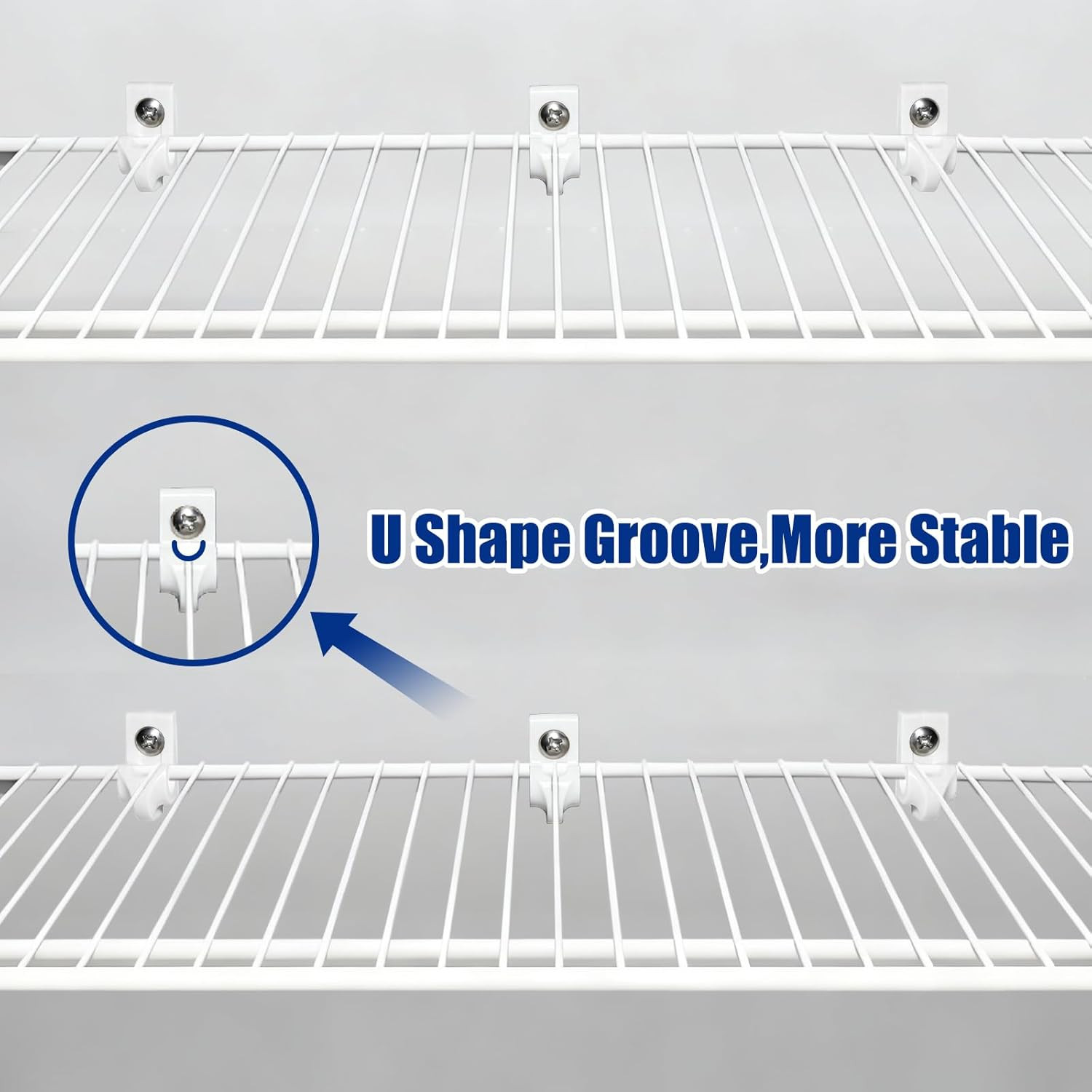 12 Pack White down Wall Clip Closet Shelves Clips Wire Shelf Loop Clips Plastic