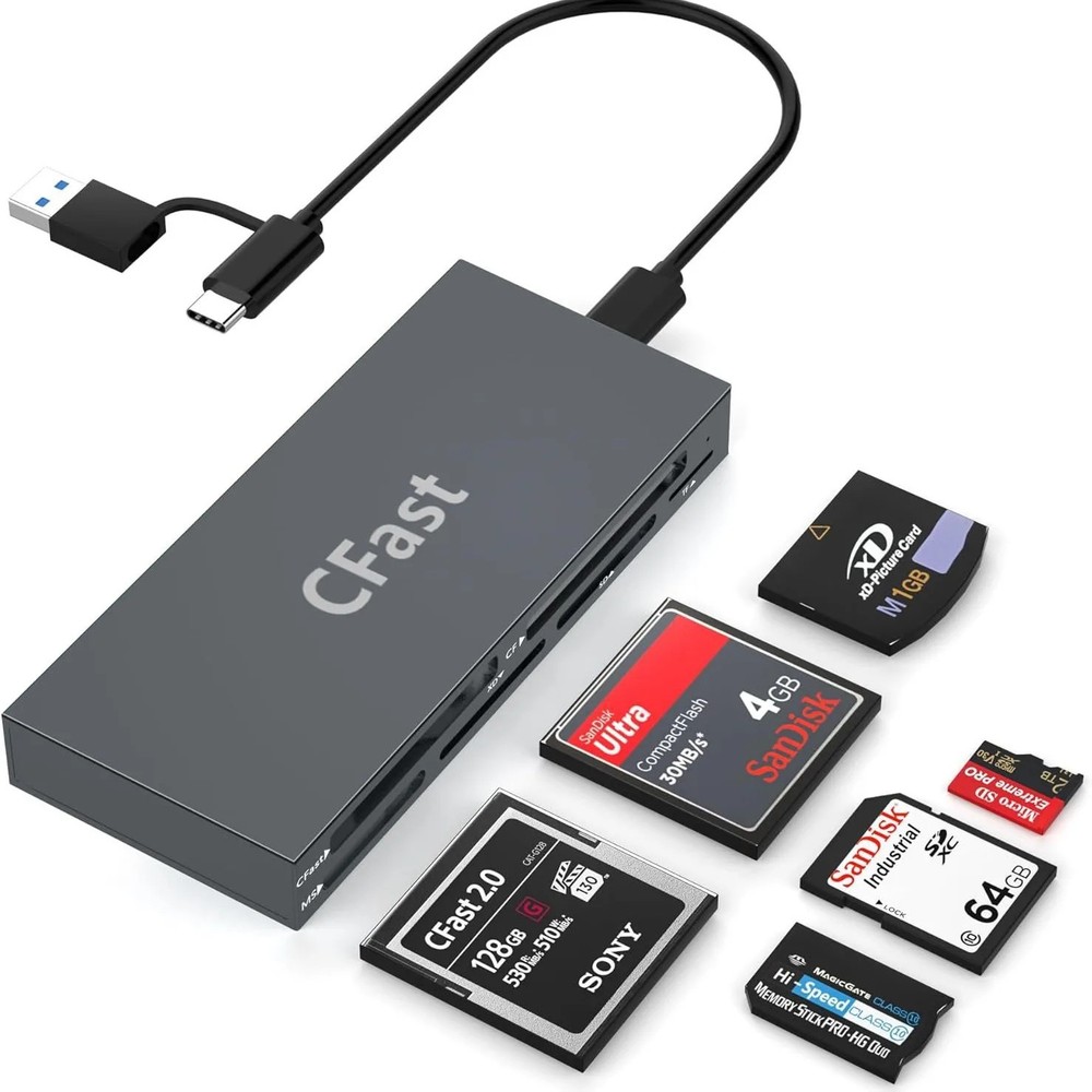 UTHAI TF4 6-Card Same Read SD/TF/MS/XD/Cfast Camera Multi functional Card Reader