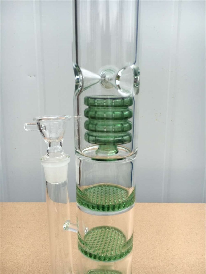 16.5" Glass Bong Hookahs Honeycomb Percolator Water Pipe Bowl for Smoking