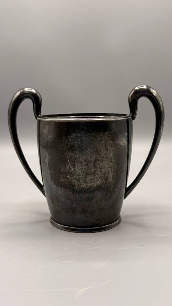 Vintage Wilcox Silver Plate Sugar Bowl — Two Handle Monogram Trophy Cup