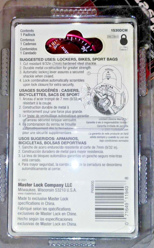 Master Lock Combination Lock 1530DCM (Blue) ~ ALL NEW!!!