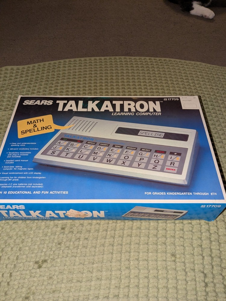 Sears Talkatron Learning Computer Talking Math Spelling Tiger 1985 W/ Expansion