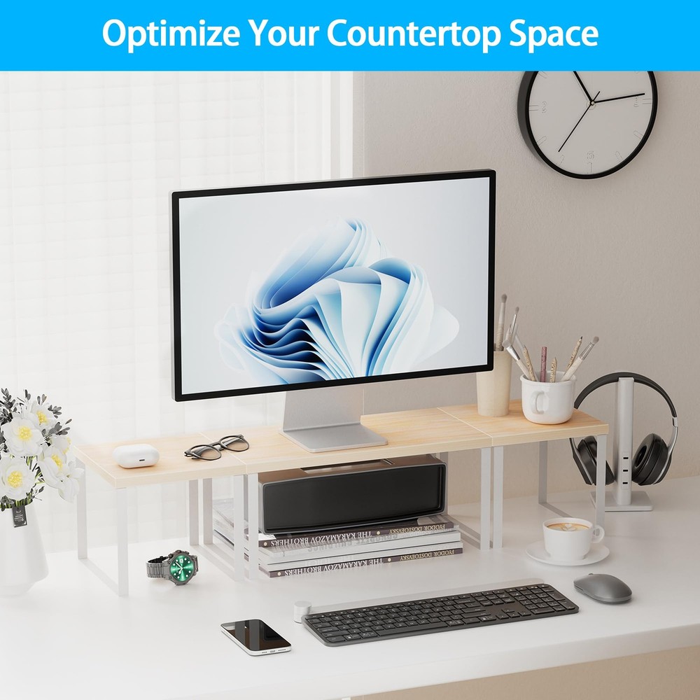 Countertop Organizer Corner Shelf, 2 Tier Adjustable Stackable Corner Shelves...