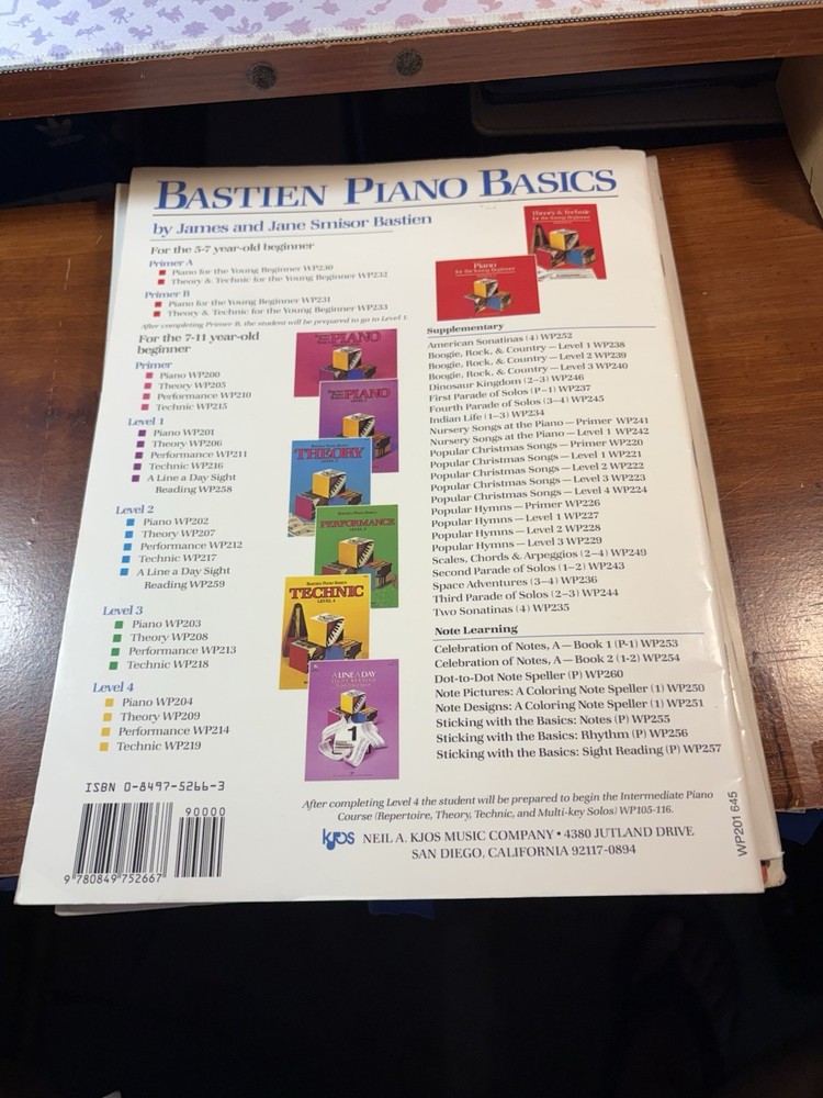 Bastion Piano Basics Performance/Technic Primer Level Paperbacks Set Of 2