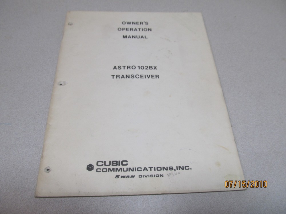 ASTRO 102BX TRANSCEIVER ORIGINAL MANUAL