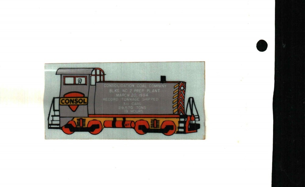 NICE BLACKSVILLE 2 TRAIN ENGINE CONSOL COAL CO. COAL MINING STICKER # 813