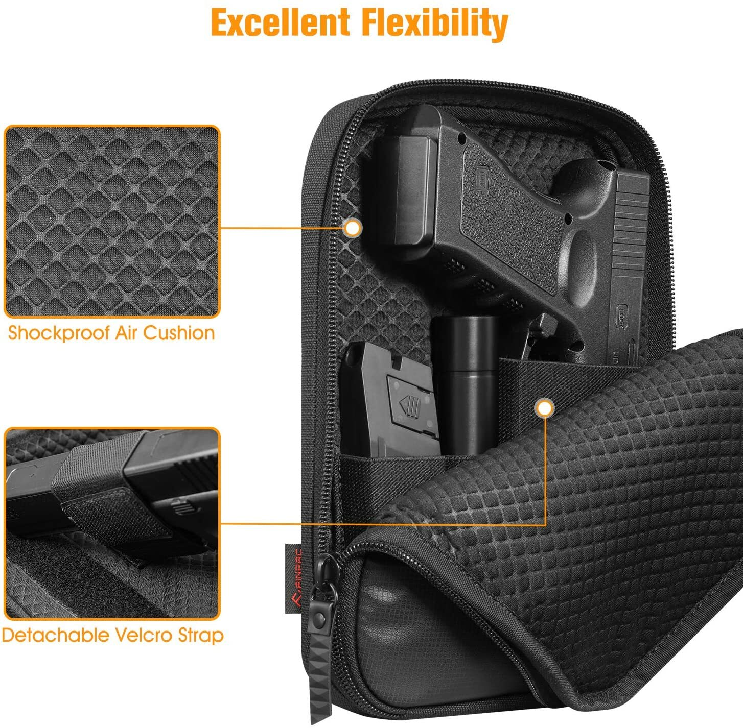 Concealed Carry Gun Pouch Pistol Holster Pack Waist Pocket with Belt Loops Black