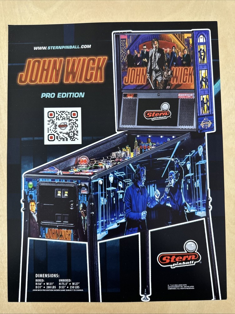 Stern John Wick Pro Pinball Flyer