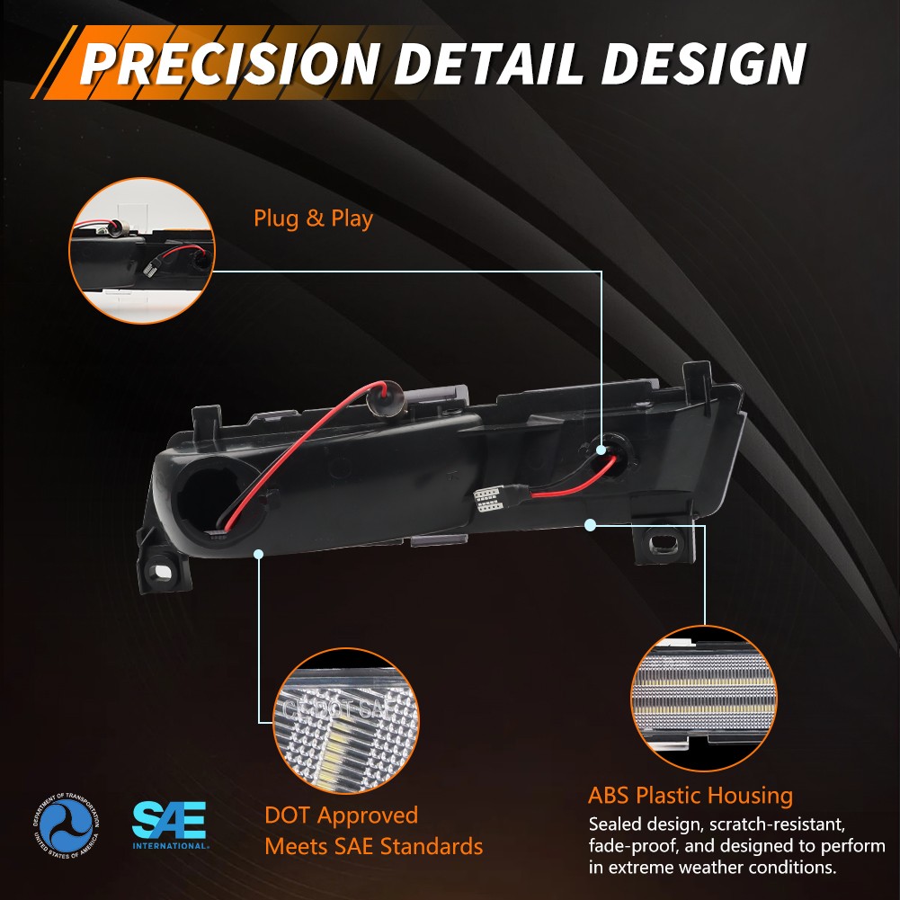 2X Amber Dynamic LED Front Turn Signal Side Marker Lights For 84-87 Corvette C4