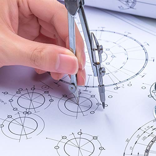 Geometry Math Set - Drawing Compass & 6 Inch Protractor for Students, Precision
