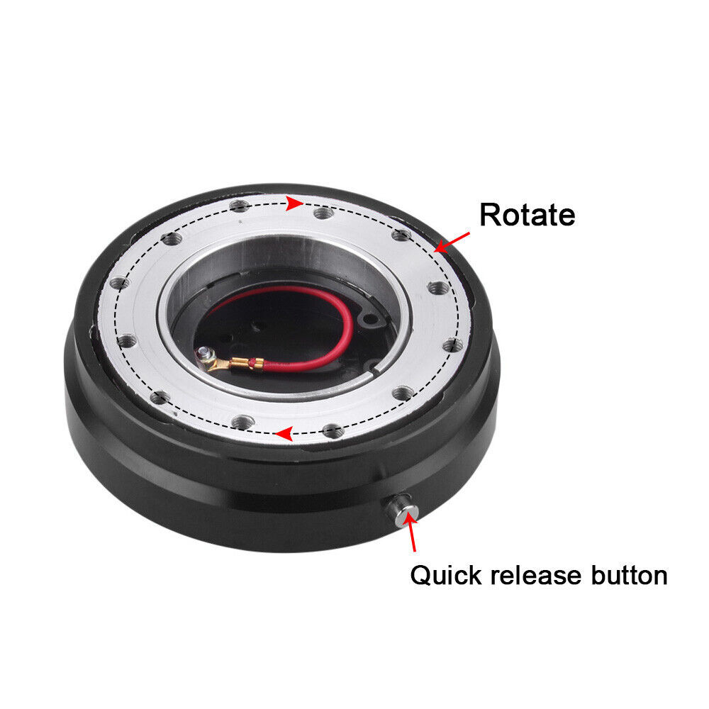 6-Hole Steering Wheel Black 1" Thin Quick Release Short Adapter Kit Universal 4