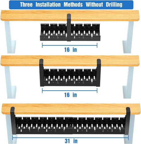 No Drilling Extendable Under Desk Cable 1 Pack Black 31'