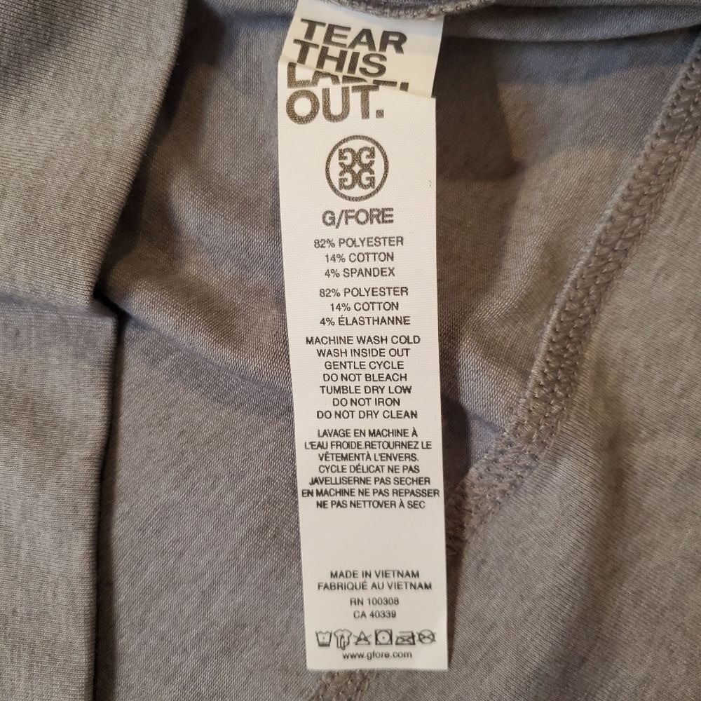 G/Fore Men's S Luxe Staple Midlayer Quarter Zip Pullover Tech Jersey Gray NWT