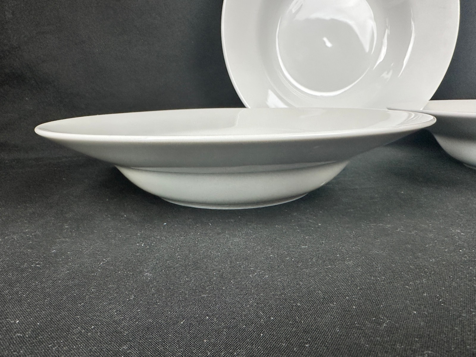 THREE Large Rim Soup Pasta Bowls Wedgwood Emeril SUPER WHITE Micaceous 10 1/4"