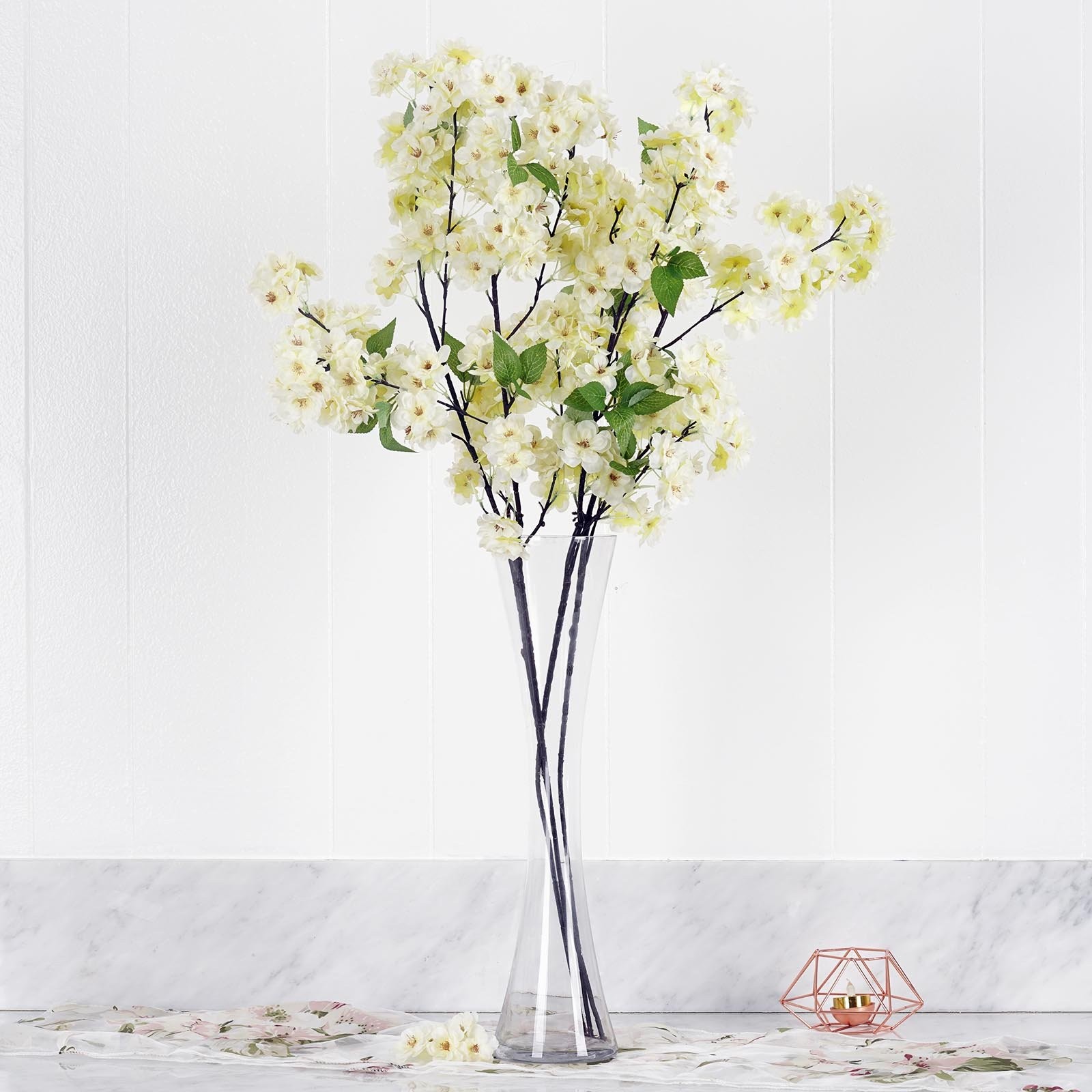 4 IVORY 40" tall Bushes with Silk Cherry Blossoms Flowers Party Wedding Bouquets