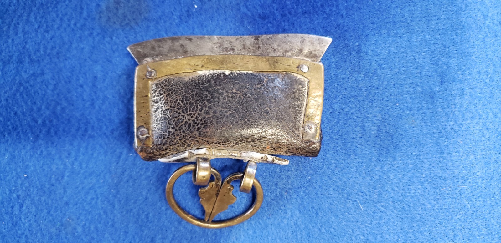 Antique Tibetan Fire, Flint Striker with Pouch Brass and Leather