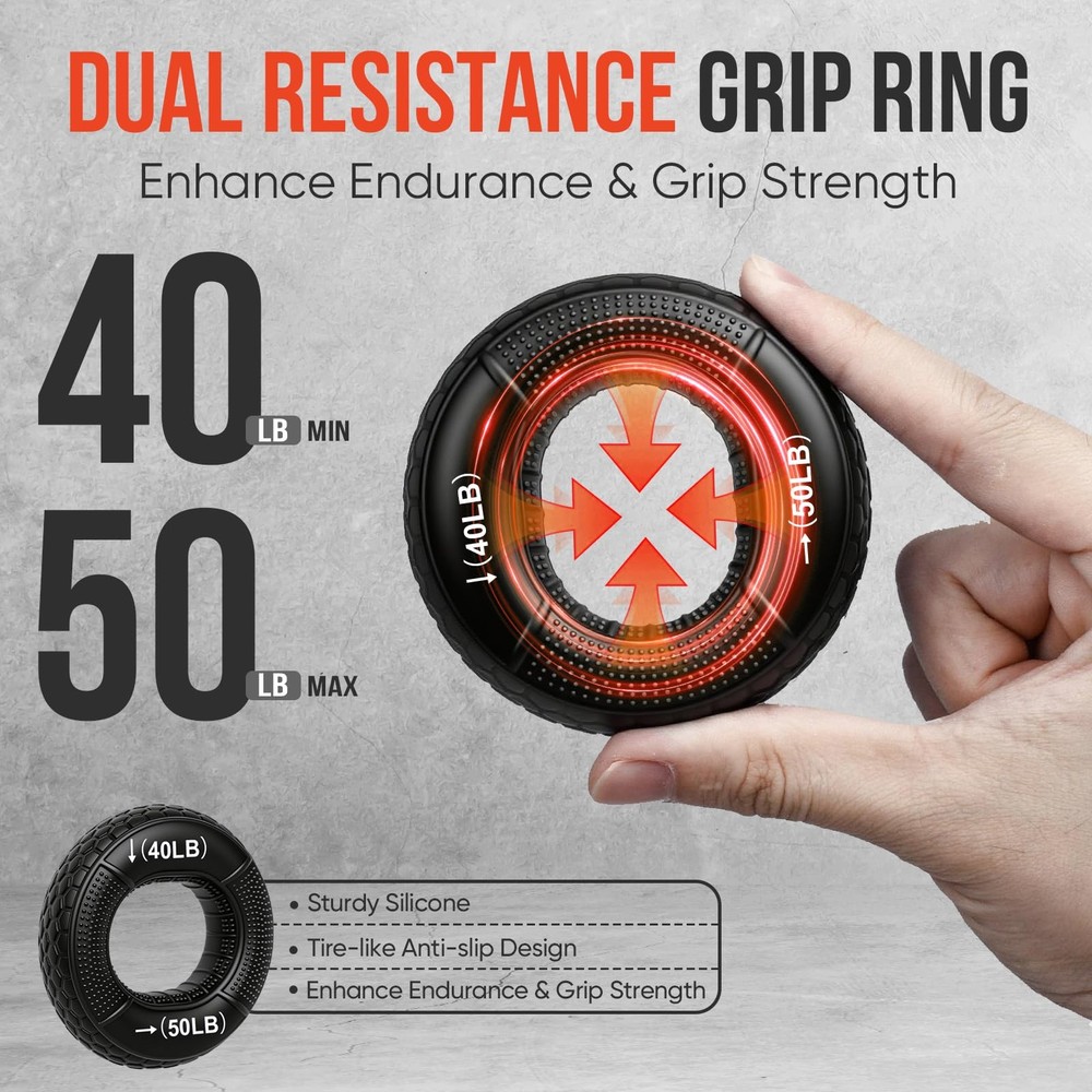 TEAWOO 4-Pack Grip Strength Trainer Kit, Adjustable Forearm 4PCS, black