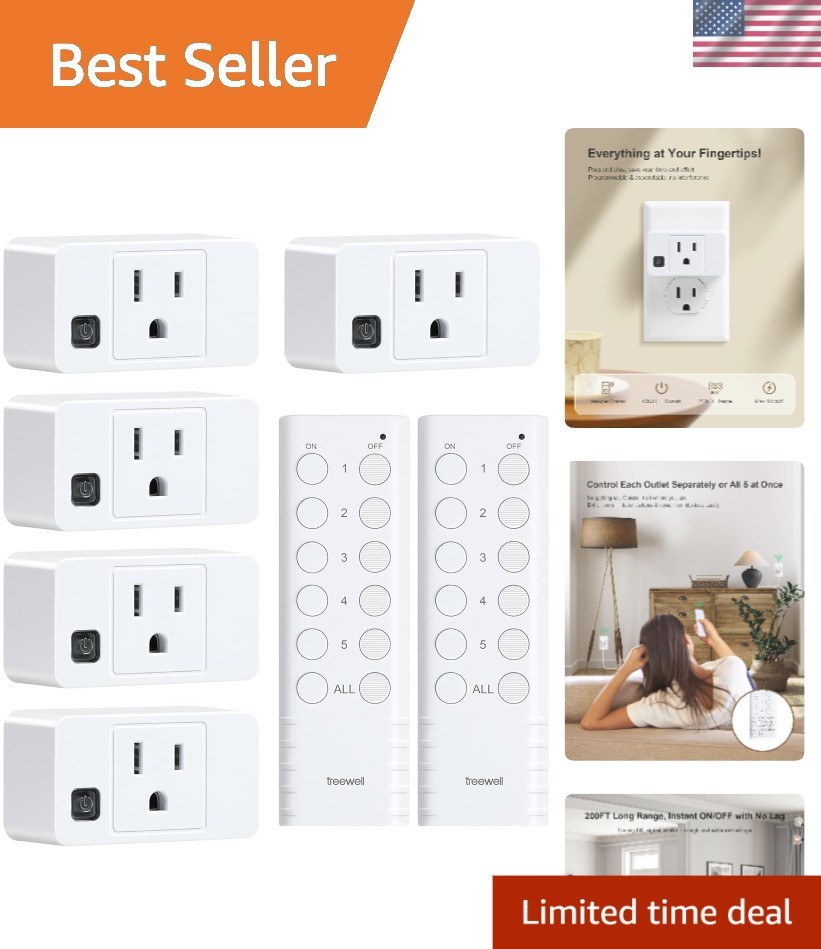 Wireless Remote Control Outlet, 200FT Long Range Remote Light Switch, Mini Re...
