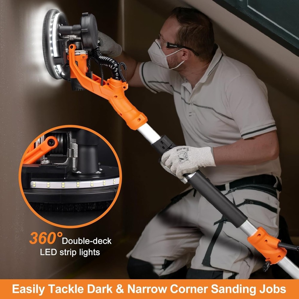 Professional Drywall Sander with Extendable Handle and Efficient Dust Collection
