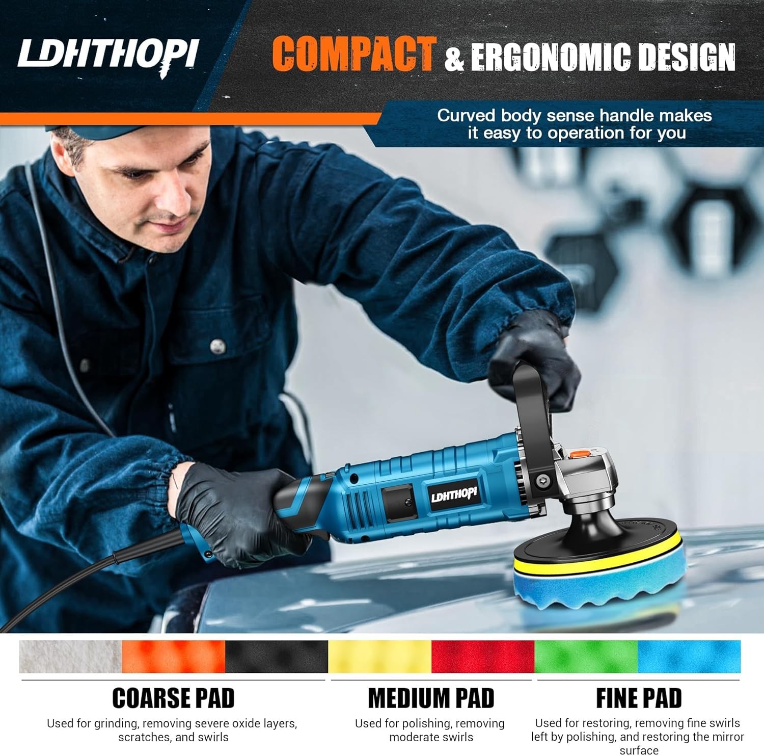 Pulidora de Brillar Autos Orbital Maquina para Pulir Carros Pofesional Set Kit